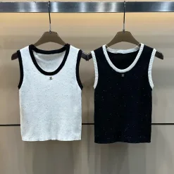 Hochwertige Chanel Weste Weiß Strick Kollektion