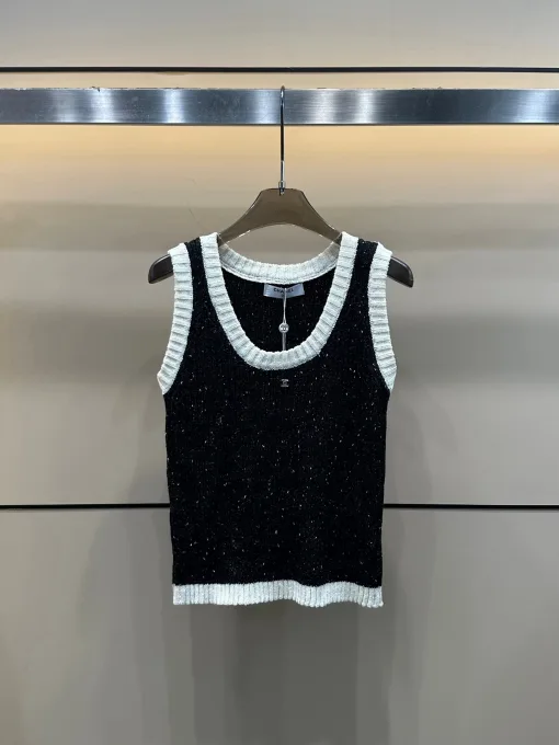Premium Chanel Weste Schwarz Strickstil