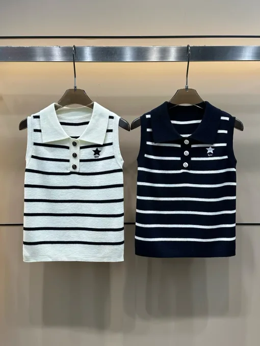 Hochwertige Dior Weste aus weißer Strickstickerei-Kollektion