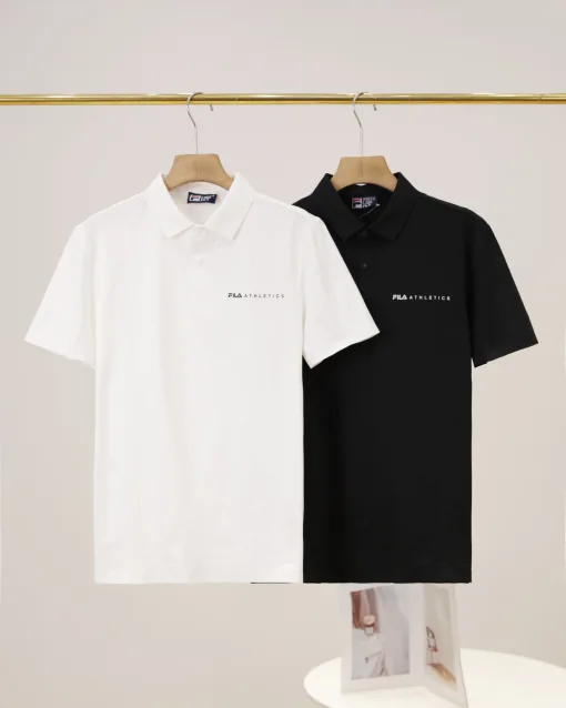 Premium Fila Kurzarm-T-Shirts aus schwarzer Seide, atmungsaktive Kollektion