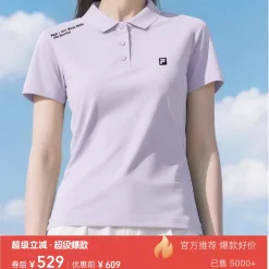 Premium Fila Kurzarmshirt aus schwarzer Seide, lässiger Luxus