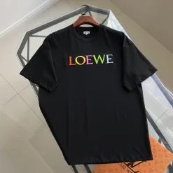 Premium Qualität Loewe Kurzarm Schwarz Baumwolle Bestickt Stil
