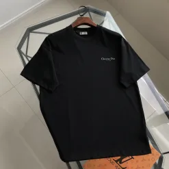Premium Dior Kurzarm-Logo-Kollektion aus schwarzer Baumwolle