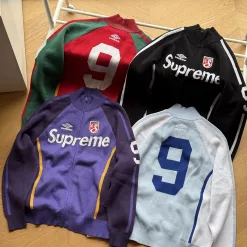 Premium Qualität Supreme Jacken Schwarz Strick Stickerei Luxus