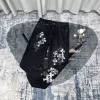 Premium Chrome Hearts Jeans Schwarzes Leder Gewaschen Luxus