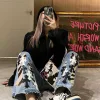 Luxus Chrome Hearts Jeans Blau Leder Distressed Luxus