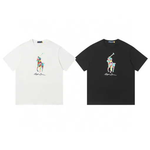 Bestseller Ralph Lauren Kurzarm-Kollektion mit weißem Baumwolldruck
