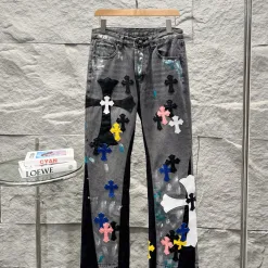 Hochwertige Chrome Hearts Jeans Gray Washed Kollektion