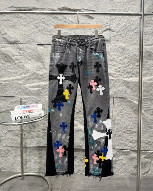 Hochwertige Chrome Hearts Jeans Gray Washed Kollektion