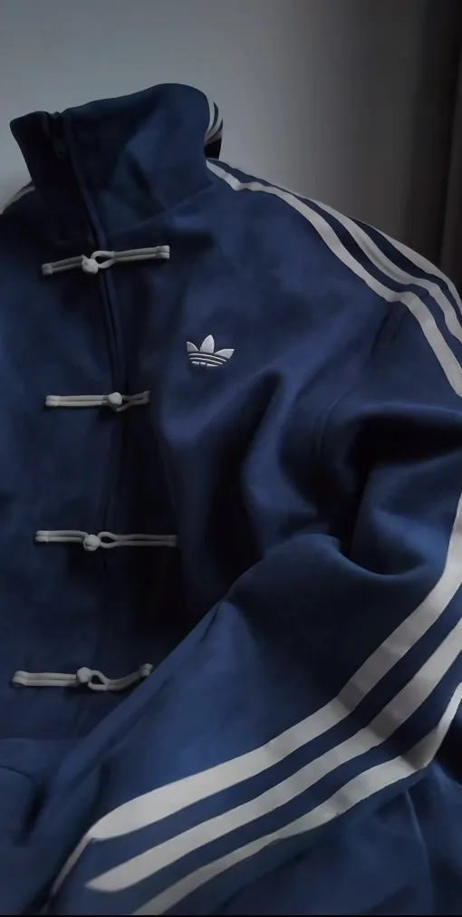Premium Qualität Adidas Langarmshirt Navy Wildleder Retro Luxus