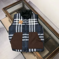 Hochwertige Burberry Daunenjacken Khaki Nylon Plaid Luxus