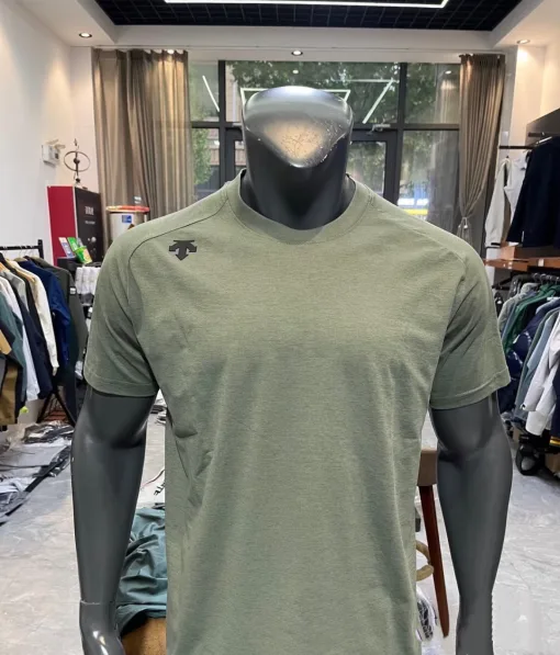 Premium Qualität Descente Kurzarm Schwarz Baumwolle Logo Luxus