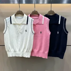 Premium Qualität Ralph Lauren Weste Weiß Strick Bestickt Luxus