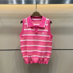 Bestseller Chanel Weste Pink Strick Gestreift Stil