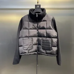 Luxus Moncler Daunenjacke Schwarz Strick Patchwork Luxus