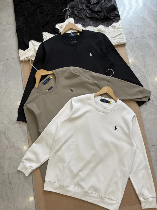 Premium Ralph Lauren Langarmshirt aus schwarzer Baumwolle, klassische Kollektion