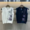 Luxus Dior Weste Lila Strick Bestickt Luxus