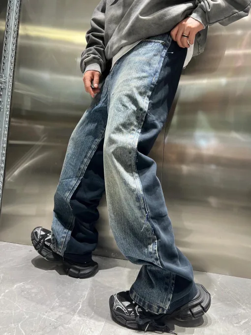 Hochwertige Balenciaga Jeans Navy Denim Patchwork Style