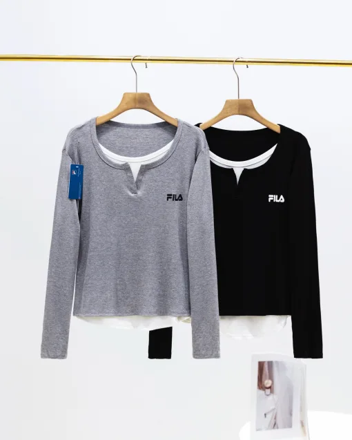 Hochwertiger Fila Langarm-Sweatshirt in Schwarz mit atmungsaktivem Stil