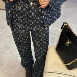 Premium Louis Vuitton Hose Weiß Denim Print Luxus