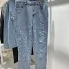Hochwertige Louis Vuitton Hose Blue Denim Washed Style
