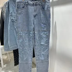 Hochwertige Louis Vuitton Hose Blue Denim Washed Style