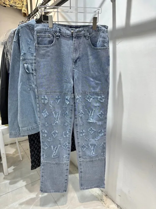 Hochwertige Louis Vuitton Hose Blue Denim Washed Style