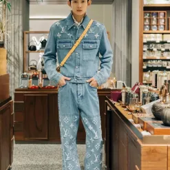 Hochwertige Louis Vuitton Hose im Blue Denim Washed Style