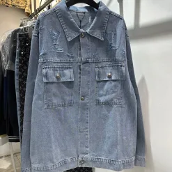Hochwertige Louis Vuitton Jacken Blue Denim Washed Style