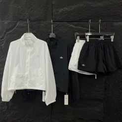 Hochwertige Alo Shorts Schwarz Bestickt Luxus