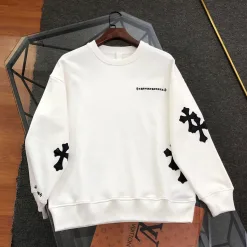 Premium Chrome Hearts Sweatshirts Schwarzes Leder Bestickt Luxus