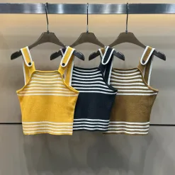 Hochwertige Miu Miu Weste Gelbe Stricklogo-Kollektion
