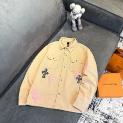 Premium Chrome Hearts Mäntel Pink Leder Style