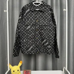 Premium Qualität Louis Vuitton Jacke Schwarz Denim Print Luxus