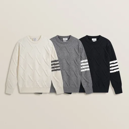 Bestseller Thom Browne Pullover Weiß Strick Classic Collection