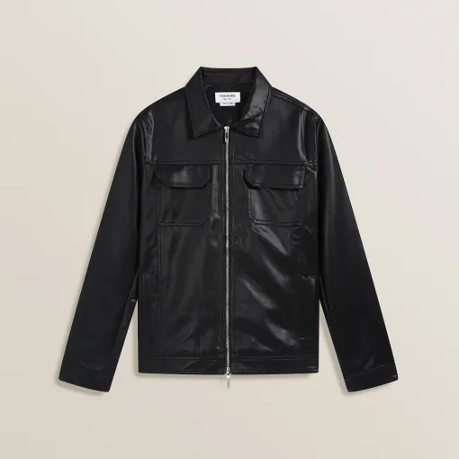 Premium Thom Browne Jacken Schwarz Leder Klassischer Stil