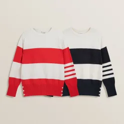 Premium Thom Browne Pullover Rot Strick Gestreift Luxus