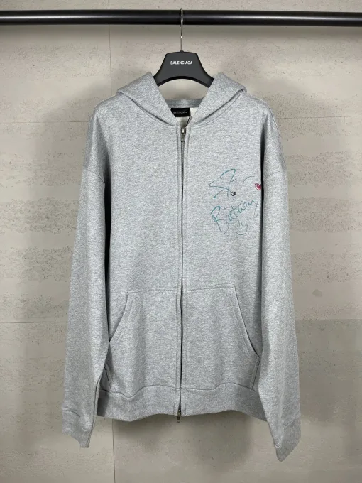 Hochwertige Balenciaga Sweatshirts Graue Baumwolle Bestickte Kollektion