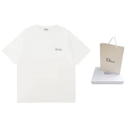 Bestseller: Dior Kurzarmhemd aus weißer Baumwolle mit Stickerei