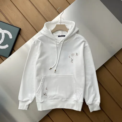 Hochwertige Louis Vuitton Sweatshirts Schwarz Bestickt Luxus
