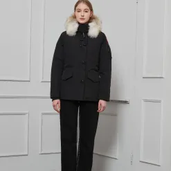 Hochwertige Canada Goose Daunenjacke Schwarz Luxus