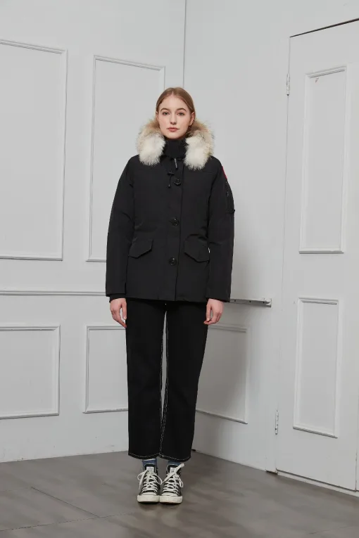 Hochwertige Canada Goose Daunenjacke Schwarz Luxus