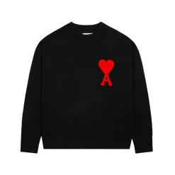 Luxus Ami Pullover Weiß Baumwolle Klassischer Stil