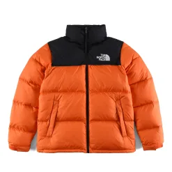 Hochwertige Daunenjacke von The North Face in Orange aus der Nylon-Stickereikollektion