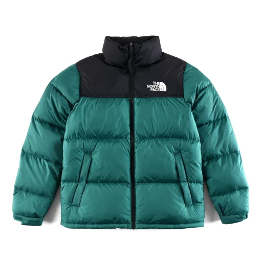 Premium The North Face Daunenjacke in grünem Nylon mit Stickerei