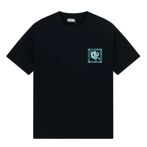 Luxus Dior Kurzarm T-Shirts Schwarz Baumwolle Atmungsaktiv Luxus