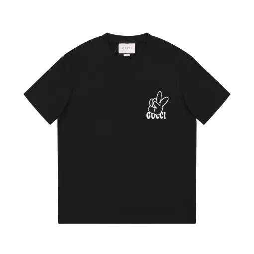 Hochwertiges Gucci Kurzarmhemd Beige Baumwolle Logo Kollektion