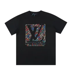 Hochwertiger Louis Vuitton Kurzarm-Schwarzdruckstil