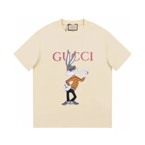 Premium Gucci Kurzarm Schwarz Baumwolle Luxus