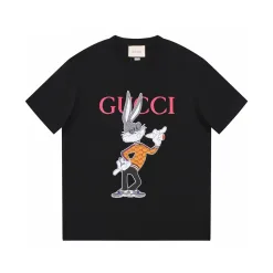 Premium Gucci Kurzarm Schwarz Baumwolle Luxus